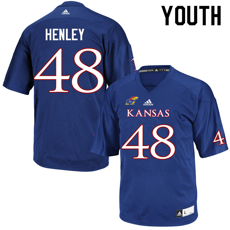 Youth #48 Parker Henley Kansas Jayhawks College Football Jerseys Sale-Royal